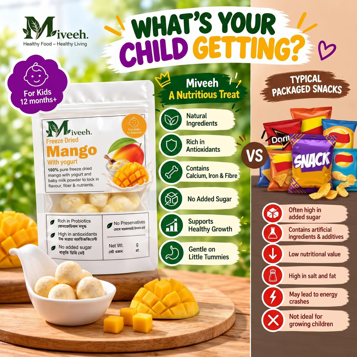 Mango with Yogurt & Milk Powder for Kids (12 Months+)